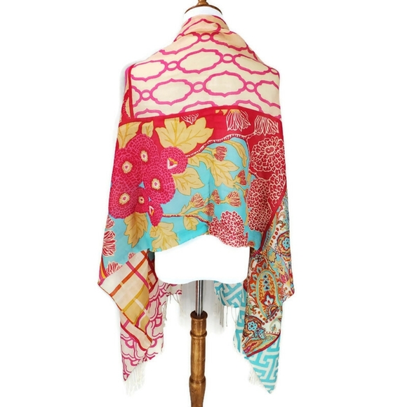 Spartina 449 Scarf Wrap Shawl Colorful Fringe 100% Australian Wool Art to Wear - Picture 3 of 17